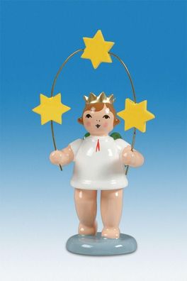 Holzfigur Engel mit Sternbogen ohne Krone Höhe 6cm NEU Holzengel Instrument Seiff