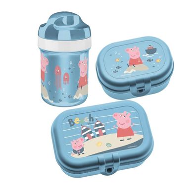 koziol 8393639 - Lunchbox-Set mit Trinkflasche PEPPA PIG WAVES TO GO - Brotzeitdose