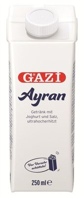 Gazi Ayran 45x 250ml Joghurt-Soft-Drink Erfrischungs-Getränk im Tetra Pack