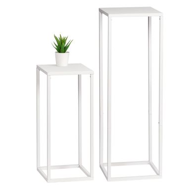 bremermann Blumenhocker 2er-Set, Metall-Blumenständer, Blumensäule in weiß