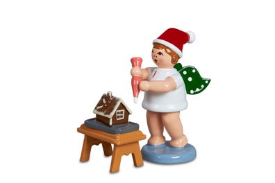 Holzfigur Bäckerengel mit Tortenspritze Pfefferkuchenhaus und Mütze Höhe 6cm NEU