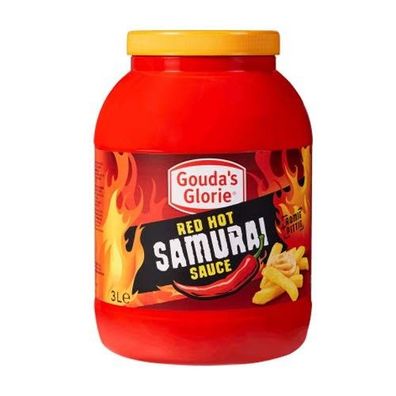 Gouda´s Glorie Red Hot Samurai Sauce 3x 3l Glas cremige belgische Grillsauce