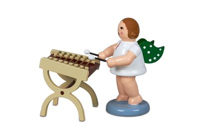 Holzfigur Engel mit Hackbrett ohne Krone Höhe 6cm NEU Holzengel Instrument Seiffe