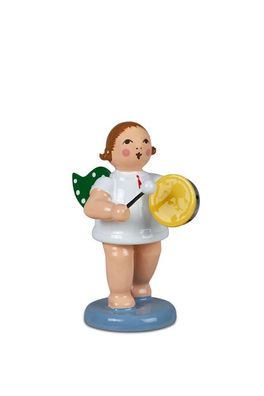 Holzfigur Engel mit Bassblockflöte ohne Krone Höhe 6cm NEU Holzengel Instrument S