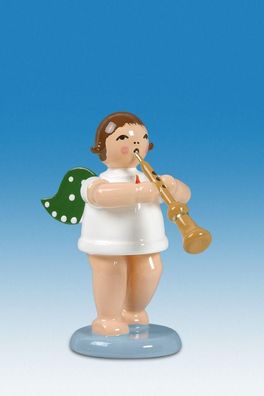 Holzfigur Engel mit Schalmei ohne Krone Höhe 6cm NEU Holzengel Instrument Seiffen