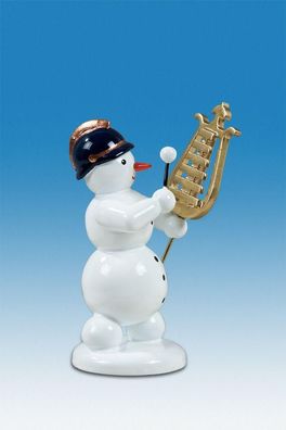 Holzfigur Schneemann Musikant mit Lyraglockenspiel Höhe 6,5cm NEU Schneemänner Se