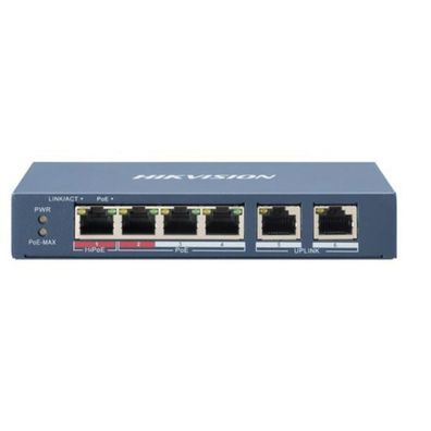 Switch Hikvision PoE 4-port, L2 unmanaged DS-3E0106HP-E