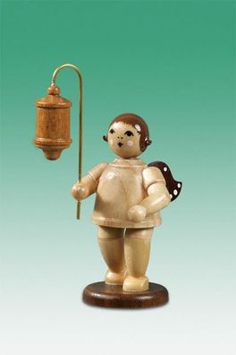 Holzfigur Engel mit Lampion Zylinder und Krone natur Höhe 6,5cm NEU Holzengel Ins