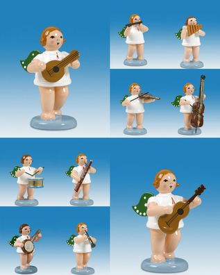 Holzfigur Engelmusikanten 10-teilig und Krone Höhe 6cm NEU Holzengel Gottesbote