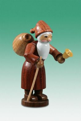 Holzfigur Weihnachtsmann mit Stock und Glocke natur Höhe 6,5cm NEU Holzengel Inst