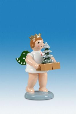 Holzfigur Engel mit Baum ohne Krone Höhe 6cm NEU Holzengel Instrument Seiffen