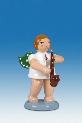 Holzfigur Engel mit Heckelphon ohne Krone Höhe 6cm NEU Holzengel Instrument Seiff