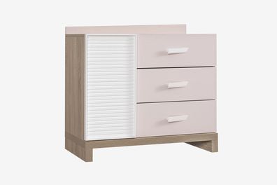 Wäschekommode Angel in Holzoptik/Weiß/Pink