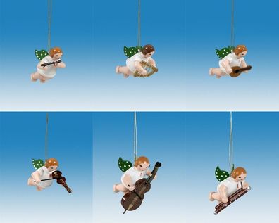 Christbaumschmuck Schwebengel mit Instrument und Krone 6 teilig Höhe 6cm NEU Baum