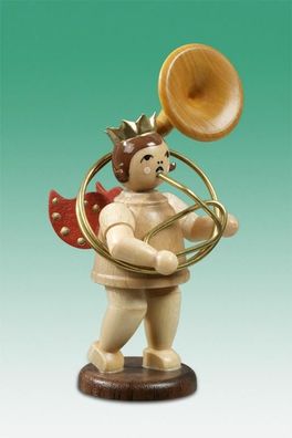 Holzfigur Musikengel mit Sousaphon und Krone Höhe 6,5cm NEU Holzengel Instrument
