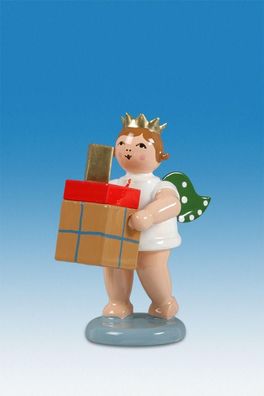 Holzfigur Engel mit Paketen ohne Krone Höhe 6cm NEU Holzengel Bote Gottes Cherub