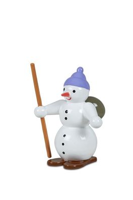 Holzfigur Schneemann Schneeschuhwanderer Höhe 6,5cm NEU Schneemensch Schneefigur