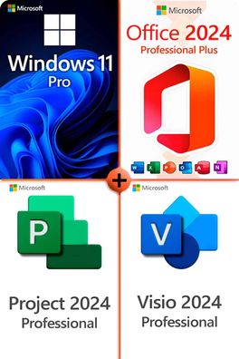 Microsoft Office 2024 Pro Plus + Windows 11 Pro + Visio 2024 + Project 2024 - 3PC