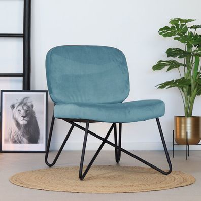 Bronx71 Samt Sessel Julia modern blau