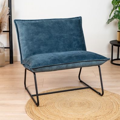 Bronx71 Samt Sessel Paris Luxury modern blau