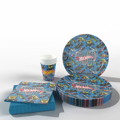 Hot Wheels Party-Set Einweggeschirr Autos 36-teilig Becher Teller Servietten