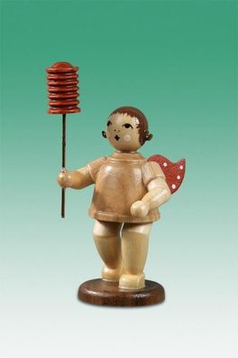 Holzfigur Weihnachtsengel mit Lampion und Krone natur Höhe 6,5cm NEU Holzengel In