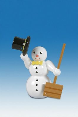 Holzfigur Schneemann mit Schneeschippe und Zylinder Höhe 6,5cm NEU Schneemänner S