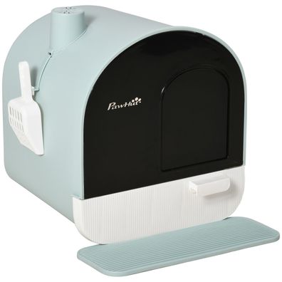 Katzentoilette mit Deckel bis 5 kg, Streumatte, Kunststoff grün 43x44x47cm