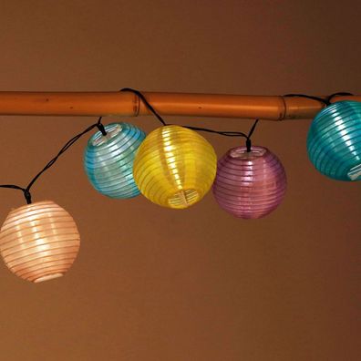 Solar-Lampion-Lichterkette 10 LED Partybeleuchtung Dekolicht Gartendeko warmweiß