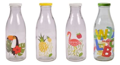 Milchflasche 900ml Glasflasche Getränkeflasche Wasserflasche Trinkflasche Deko