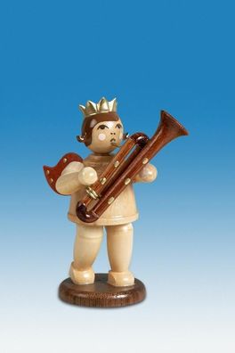 Holzfigur Musikengel mit Sarrusophon und Krone Höhe 6,5cm NEU Holzengel