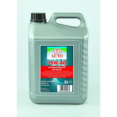 5 Liter TP Auto Motorenöl 15W-40 Universal Motorenöl API SF/CD Ölwechsel