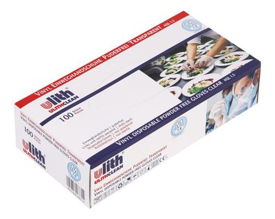 Ulith Vinyl Einweghandschuhe Gr. M (7-8) transparent 100 Stück Schutzhandschuhe