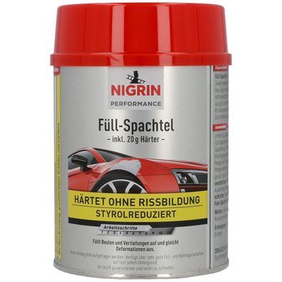 Nigrin 2K Füll-Spachtel mit Härter 1kg Reparatur-Spachtel Spachtel-Masse Füller
