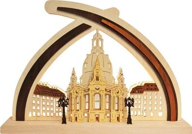 Ratags Schwibbogen Silhouette Dresden, Massivholzgrundplatte