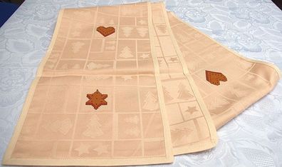 handgestickter weihnachtlicher Läufer "Lebkuchen"