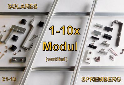 Unterkonstruktion Schrägdach Z 1-10x Modul in Reihe / vertikal Photovoltaik Solar