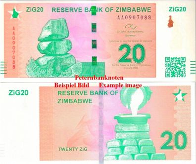 Simbabwe / Zimbabwe 20 Zig 2024 P W111 6365#