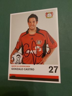 Bayer Leverkusen , G. Castro , Autogrammkarte, Fussball