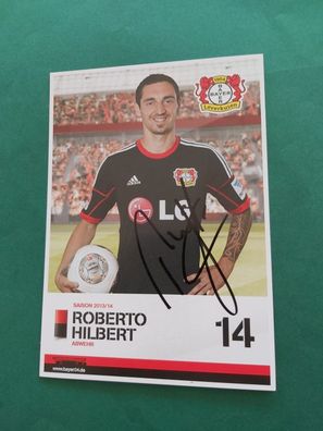 Bayer Leverkusen , R. Hilbert , Autogrammkarte, Fussball