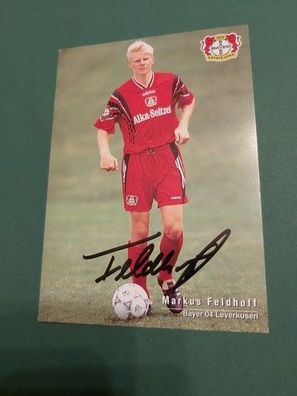 Bayer Leverkusen , M. Feldhoff , Autogrammkarte, Fussball