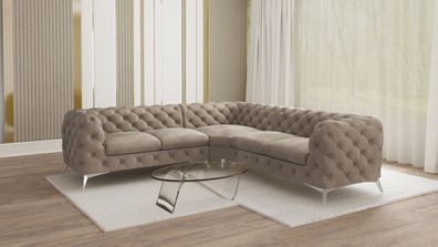 Paul - Chesterfield Ecksofa mit Silber Metall Füßen