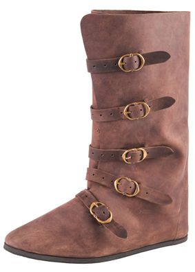 Mittelalterliche Stiefel mit Schnallen, braun