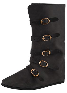 Mittelalterliche Stiefel mit Schnallen, schwarz