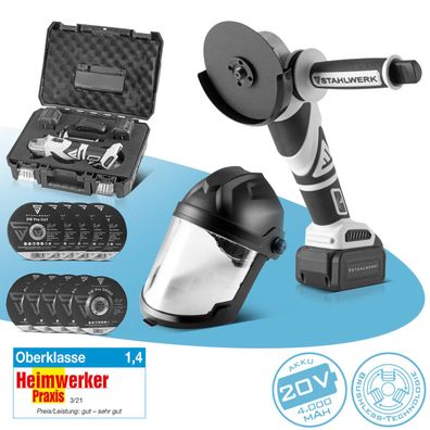 Stahlwerk Schleif-Set Brushless Akku-Winkelschleifer AWS-20 ST Schleifhelm
