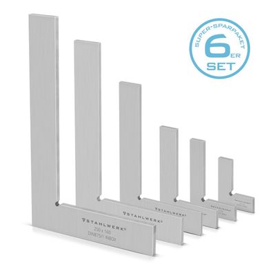 Stahlwerk Flachwinkel 90° Set 6-teilig DIN 875/1 aus rostfreiem Edelstahl
