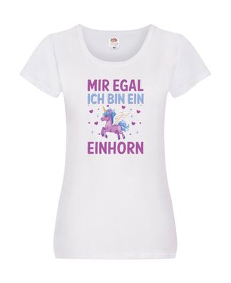 Mir egal, ich bin ein Einhorn| Herzen Damen Shirt Weiß