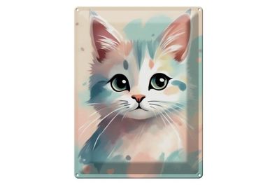 Blechschild Katze pastell, 3 verschied Größen Blechschilder Deko Katzen Farbspektakel