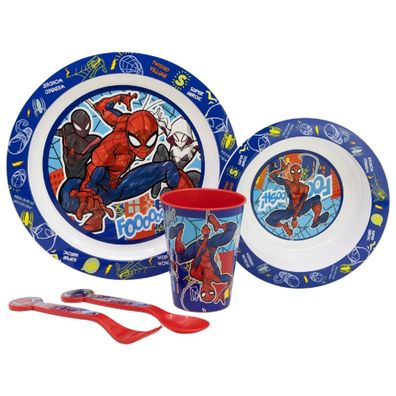 Spiderman Teller-Set Mikrowellengeeignet 5-teiliges Kindergeschirr mit rutschfeste