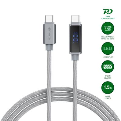 4smarts USB-C Kabel DigitCord 100W 1,5m, grau